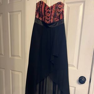 Strapless, sequin, Hi-low hemline semi formal dress